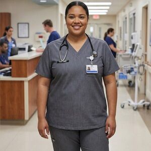 Figs Gray Scrub Top Sz XXL